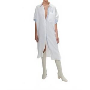 NEW LANTHROPY island linen midi dress in off white